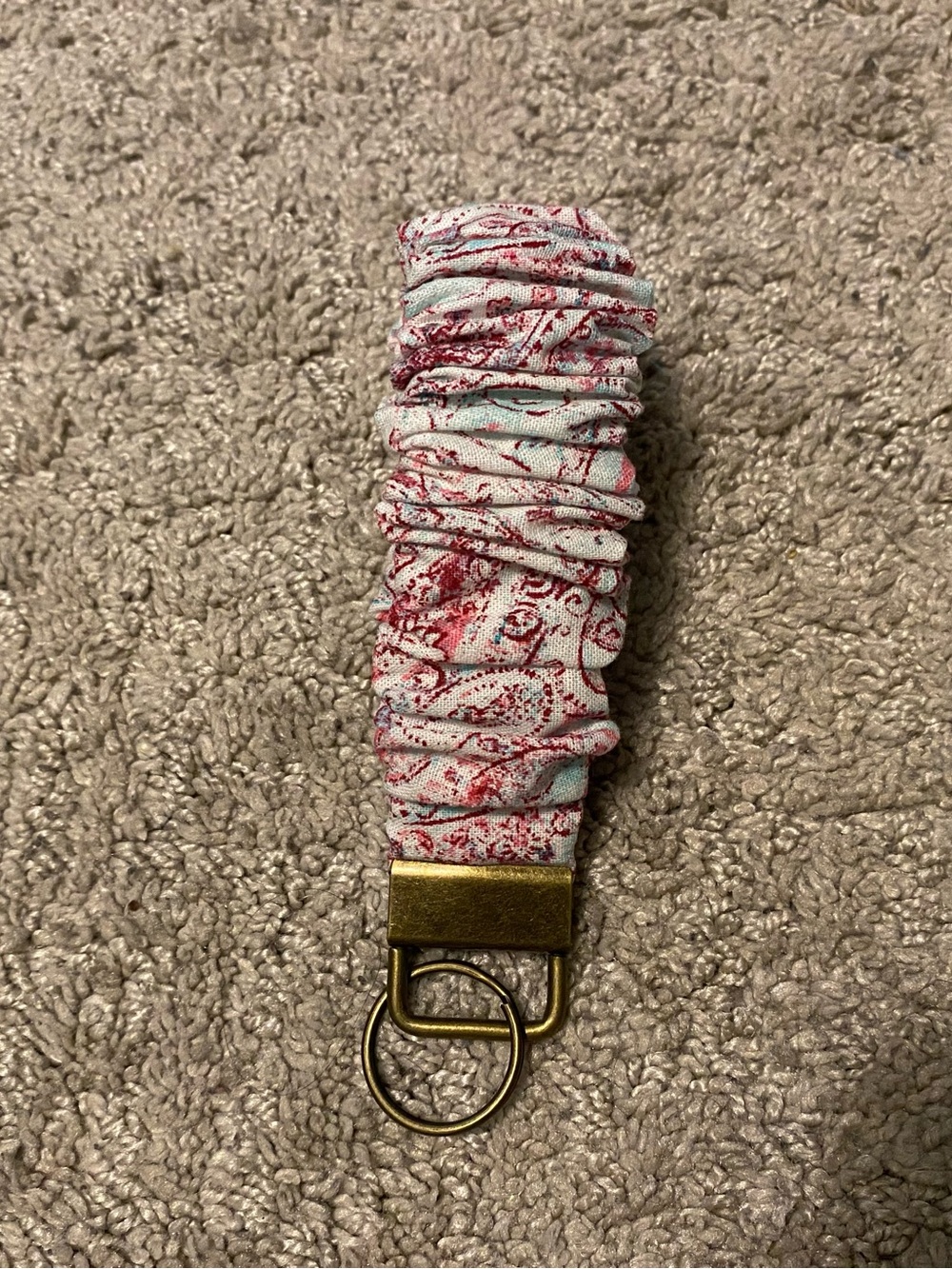 Pink Paisley Fabric Key Fob Wristlet